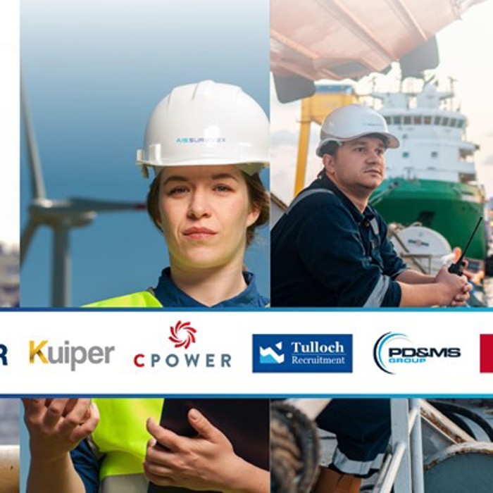 Four workers wearing safety gear are shown in a collage. Below, logos of various companies, including Atlas Professionals, AGR, Kuiper, CPower, Tulloch Recruitment, PDSMS Group, TEAM Recruitment, and Wood.